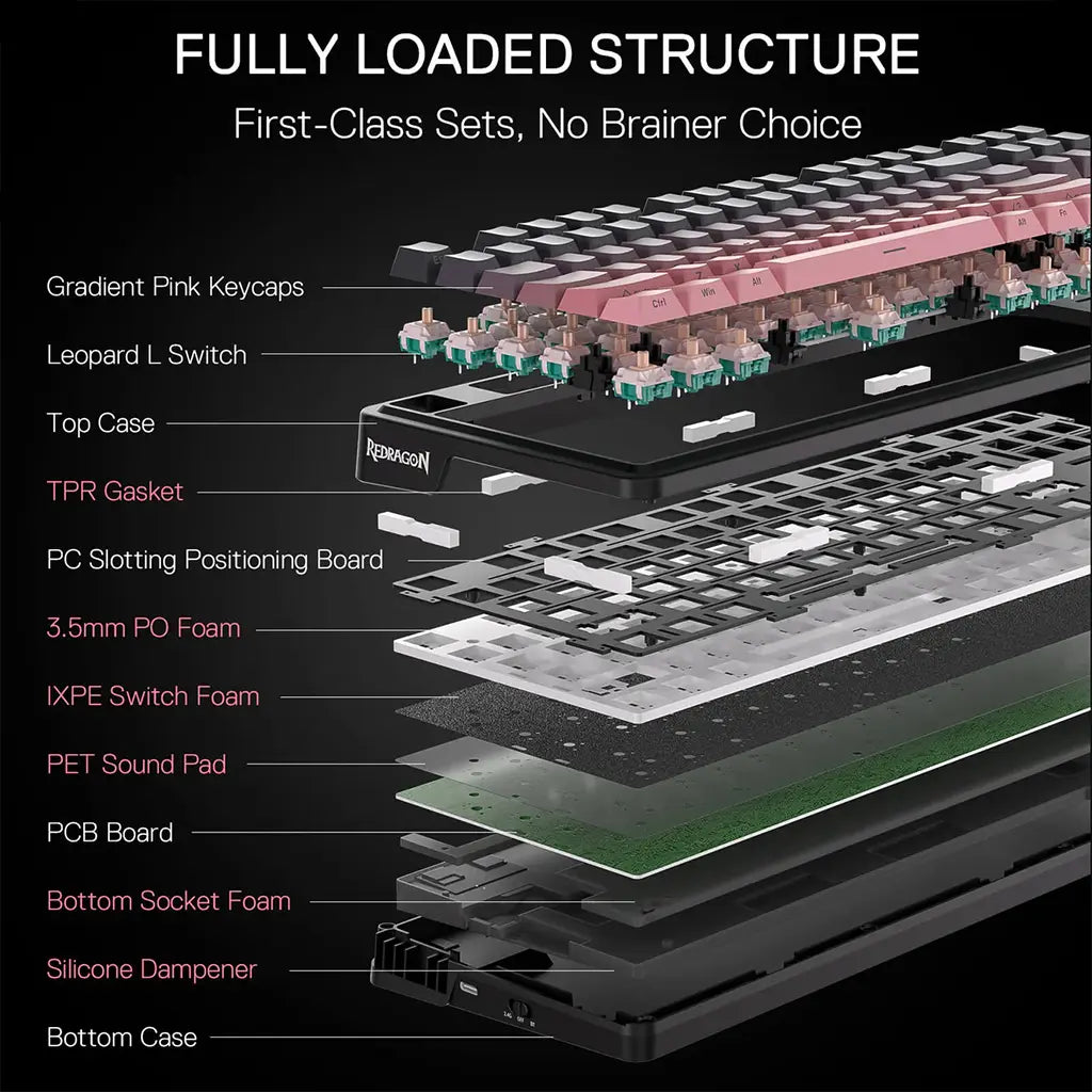 Redragon K728 PRO 80% TKL 3-Mode Gasket RGB Gaming Keyboard Redragon
