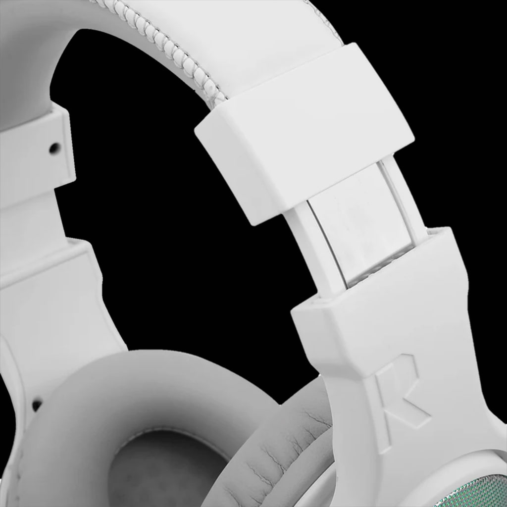 top view of White Redragon H350 pandora RGB Gaming Headset headband adjustment
