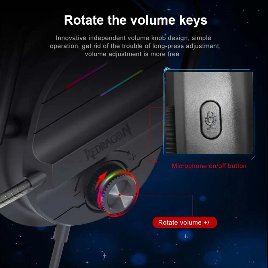 Redragon H380 Chiron Black RGB 7.1 Surround Sound Headset Redragon