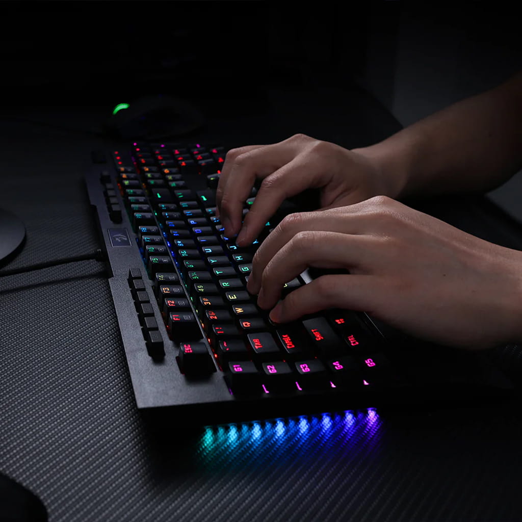 Redragon K586 Brahma keyboard's full N-key rollover, illustrating how multiple key presses are correctly detected for complex commands