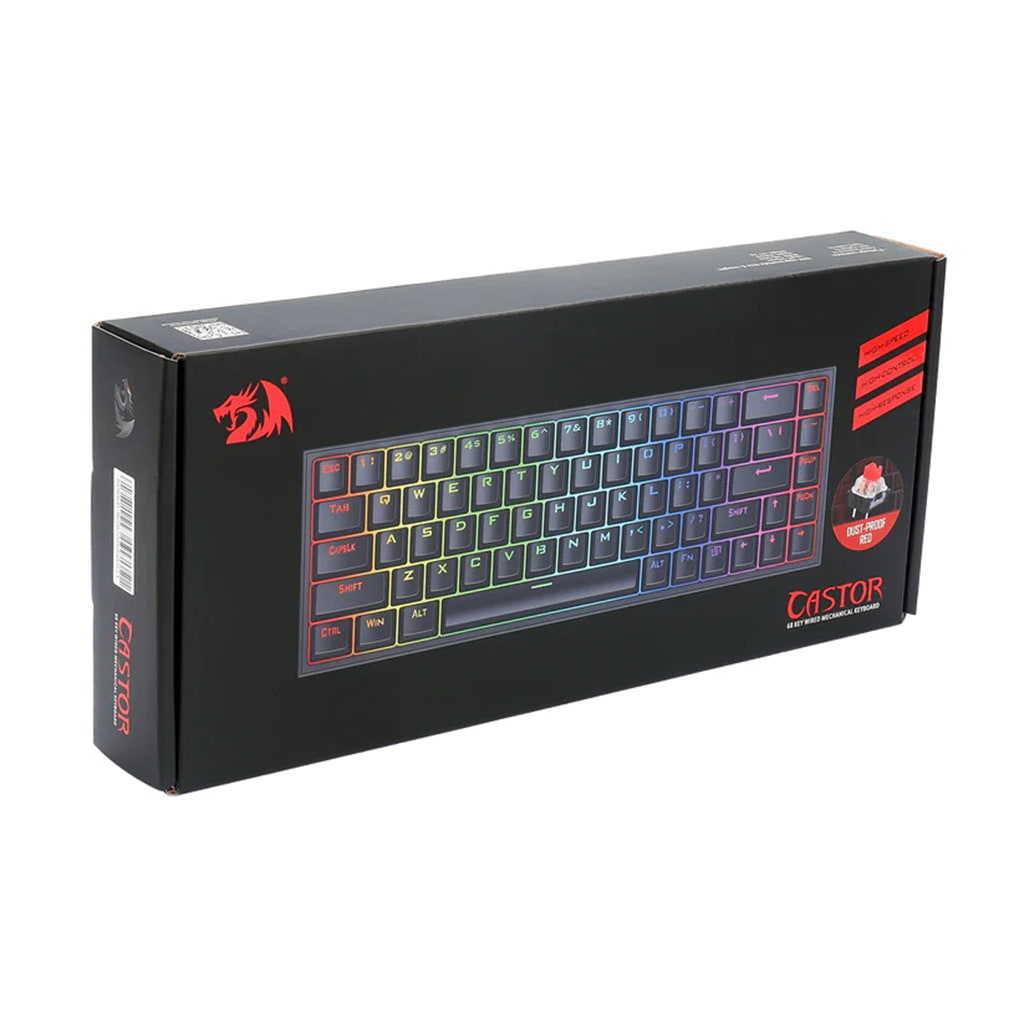 Redragon K631 Castor RGB keyboard box, 60% mechanical keyboard, gaming keyboard, RGB lighting, black keyboard