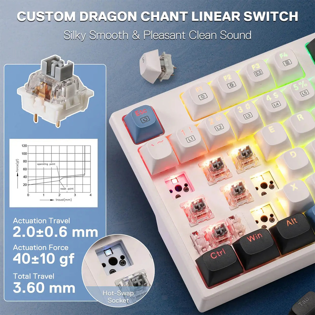 Redragon TRUNDLE K668 Round Keycaps Mechanical Gaming Keyboard