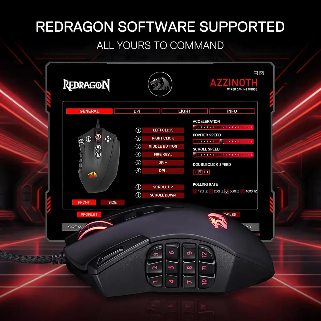 Redragon Azzinoth M921 MMO RGB Wired 12400 DPI Gaming Mouse Redragon