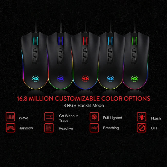 Redragon M711 Black Cobra Chroma 10000 DPI RGB Gaming Mouse