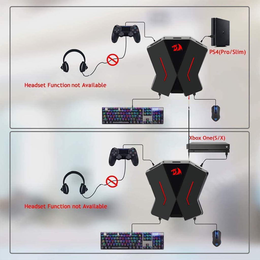 Ga200 does not support headsets but connecting a keyboard and mouse to a PS4 or Xbox One console using an adapter.