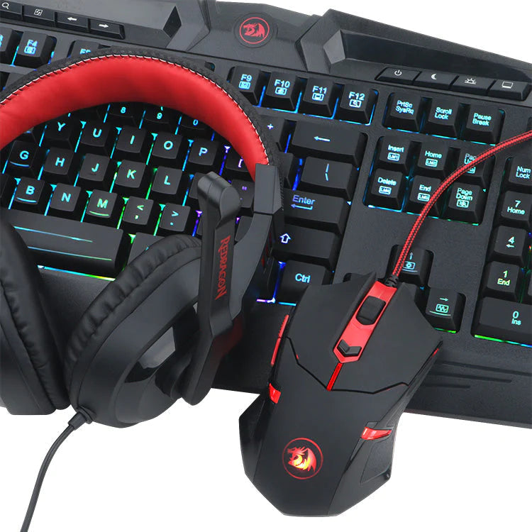 Redragon S101-BA-2 Wired Gaming Keyboard, Mouse, Headset, Mousepad Combo Set (4 In 1) Redragon