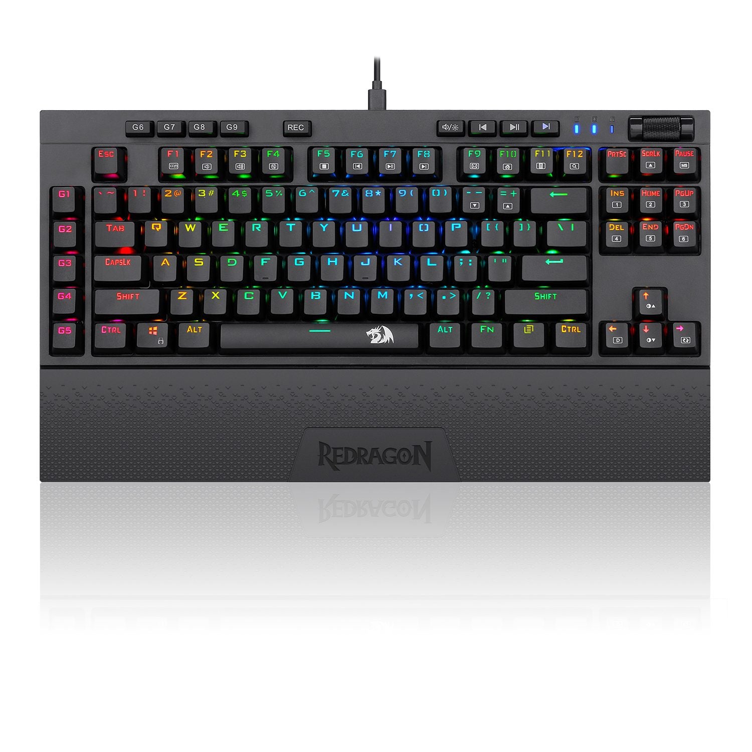 REDRAGON K588 RGB BACKLIT MECHANICAL GAMING KEYBOARD BROADSWARD WITH PROGRAMMABLE KEYS MACRO RECORDING OPTICAL BLUE SWITCHES TENKEYLESS WITH DETACHABLE PALM REST & USB-C USB FOR WINDOWS PC