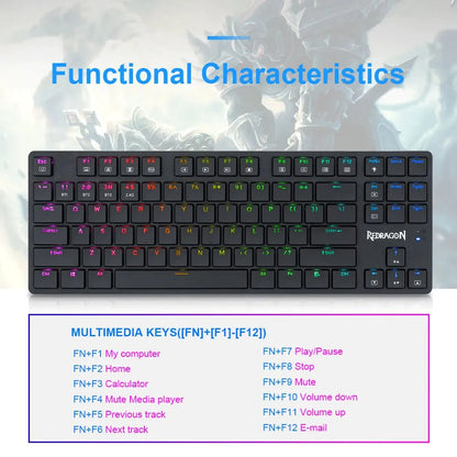 Redragon K539 Anubis 80% Wirless RGB Mechnical Keboard-Black