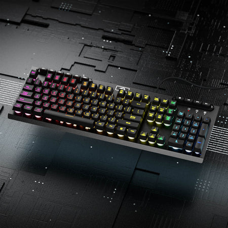Redragon K513 RGB Membrane Gaming Keyboard, Standard 104 Keys Linear Mechanical-Feel Keyboard w/ 5 Extra On-Board Macro G Keys, Dedicated Media Control, Solid Metal Top Case