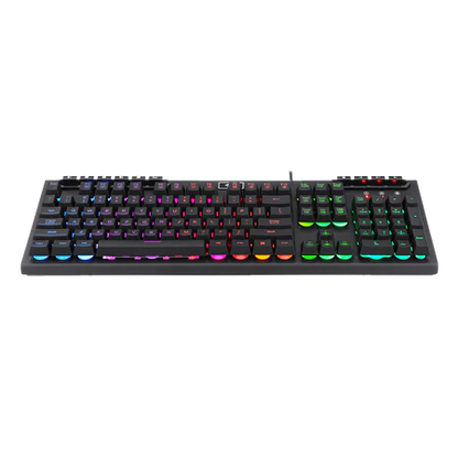 Redragon K513 RGB Membrane Gaming Keyboard, Standard 104 Keys Linear Mechanical-Feel Keyboard w/ 5 Extra On-Board Macro G Keys, Dedicated Media Control, Solid Metal Top Case