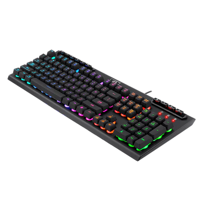 Redragon K513 RGB Membrane Gaming Keyboard, Standard 104 Keys Linear Mechanical-Feel Keyboard w/ 5 Extra On-Board Macro G Keys, Dedicated Media Control, Solid Metal Top Case