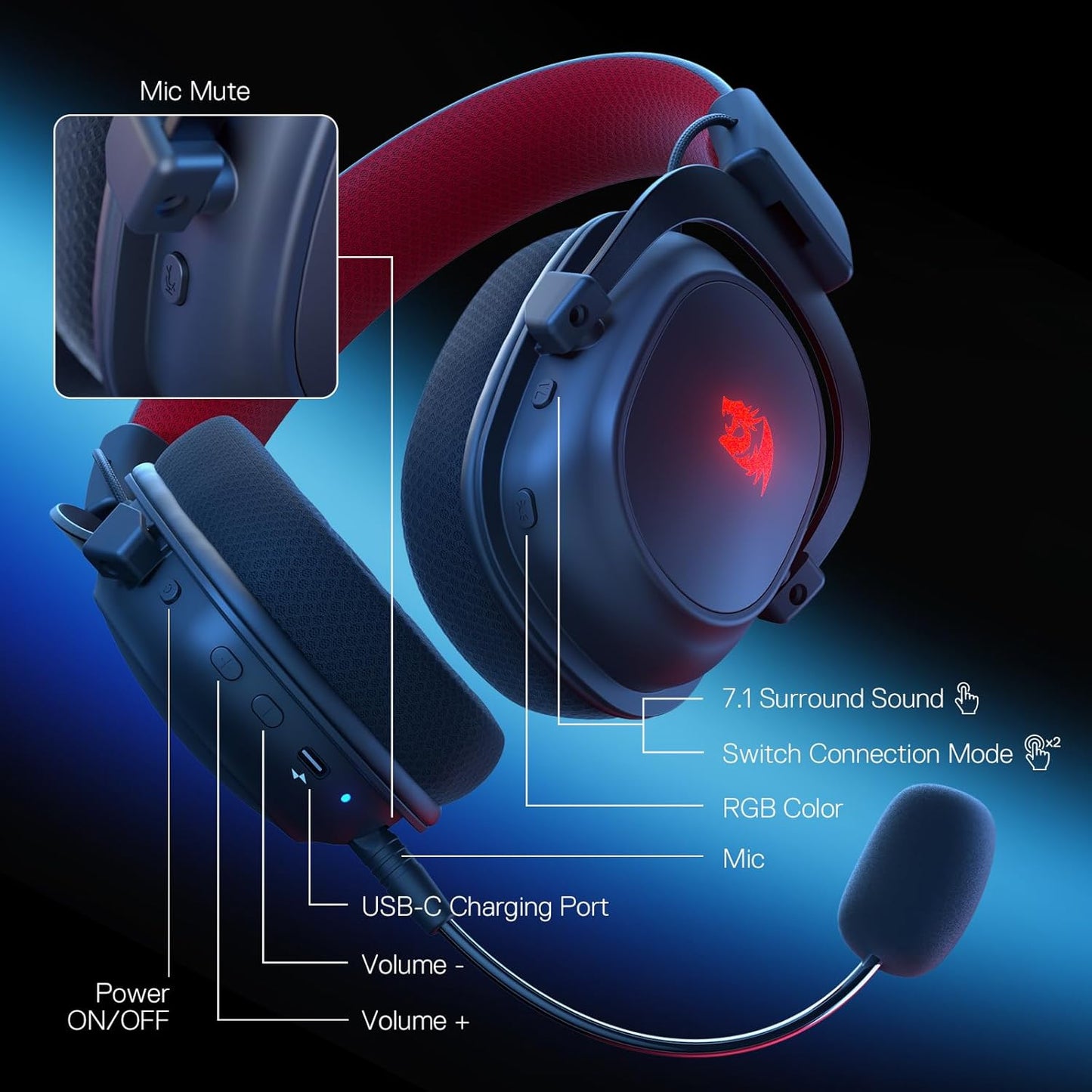 Redragon H510 PRO -Mode RGB Gaming Headset