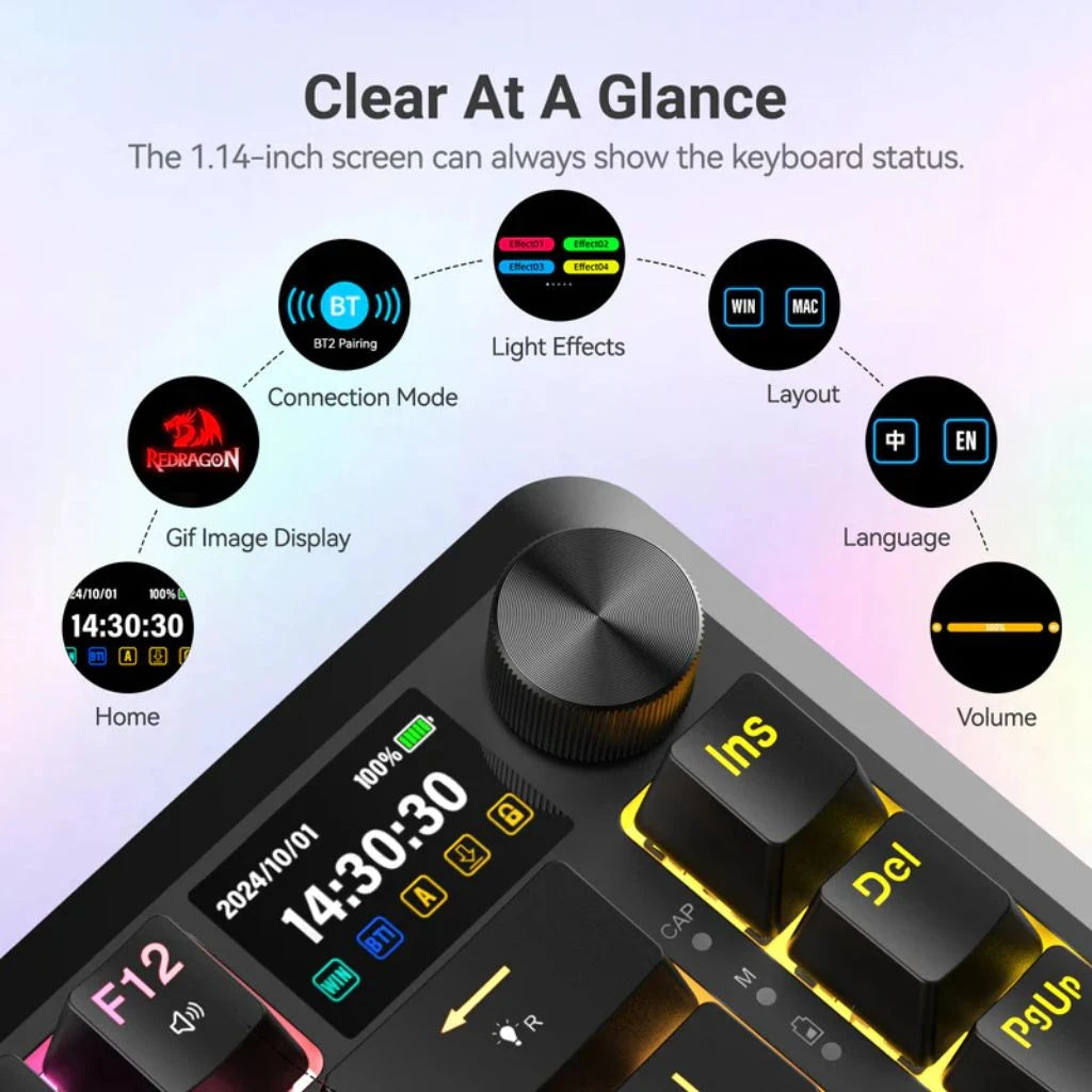 Redragon K708-RGB FLEKACT PRO TKL Gasket Mechanical Keyboard