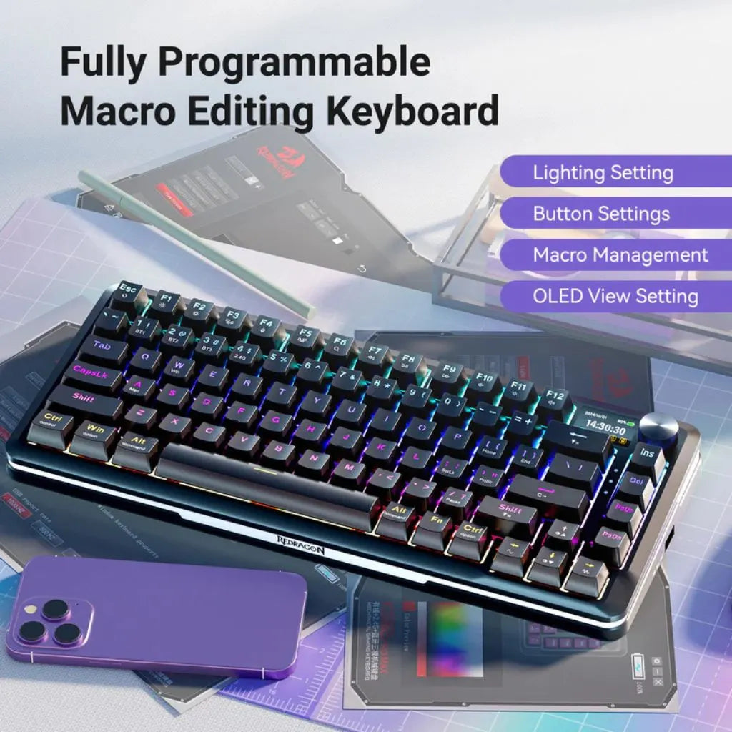 Redragon K708-RGB FLEKACT PRO TKL Gasket Mechanical Keyboard