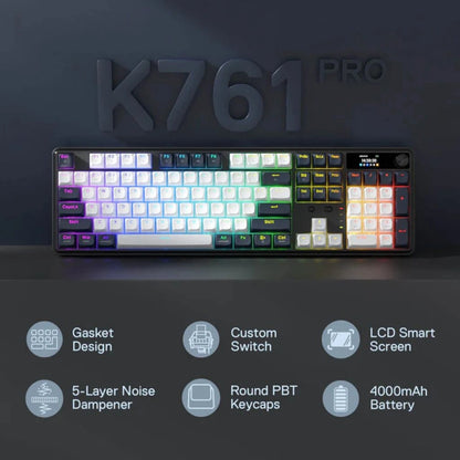 Redragon K761WB RGB WYVERN PRO with LCD Screen & Knob