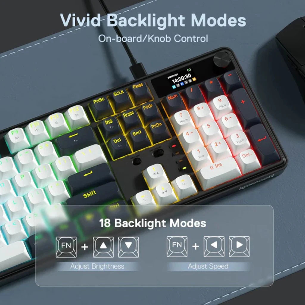 Redragon K761WB RGB WYVERN PRO with LCD Screen & Knob