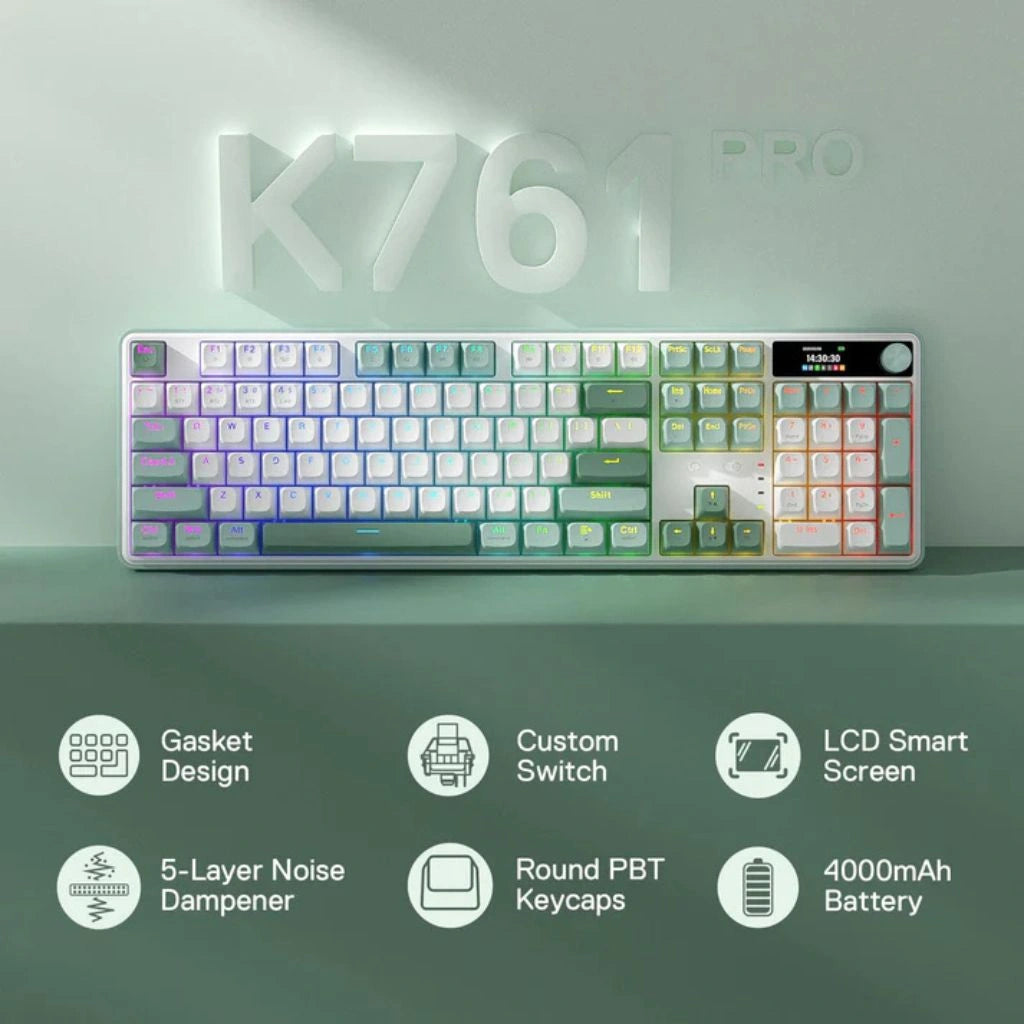 Redragon K761WG RGB WYVERN PRO with LCD Screen & Knob