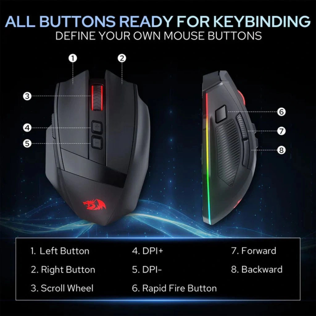 Redragon M923 Stealth Wired RGB Optical Ergonomic Gaming Mouse