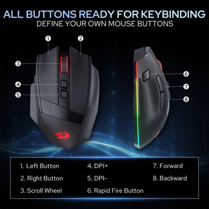 Redragon M923 Stealth Wired RGB Optical Ergonomic Gaming Mouse