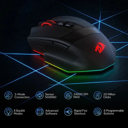 Redragon M923 Stealth Wired RGB Optical Ergonomic Gaming Mouse
