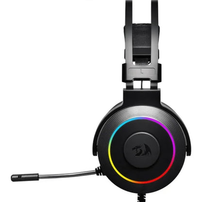 Black Redragon H320 Lamia 2 wired gaming headset with RGB illuminated earcups and microphone.