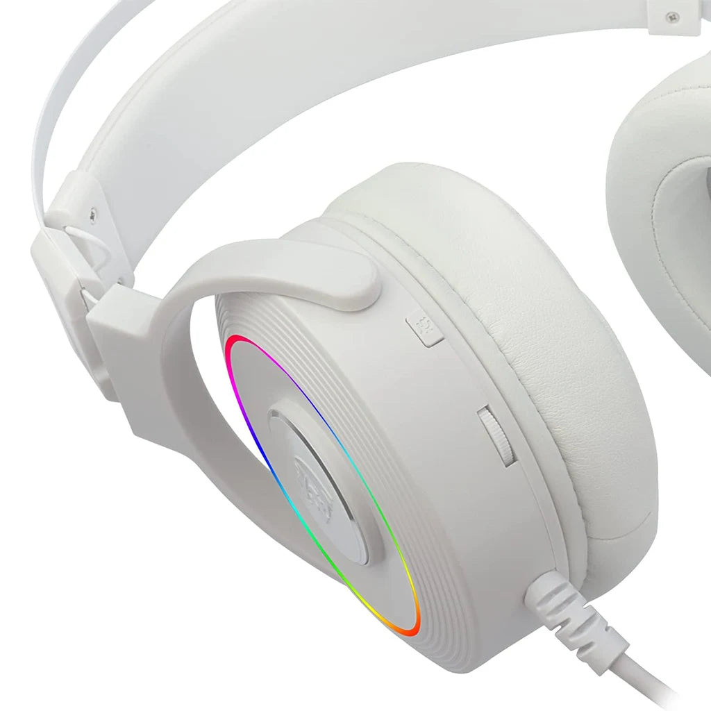 Close-up of the on-ear volume roller on the White Redragon H320W Lamia 2 RGB gaming headset earcup