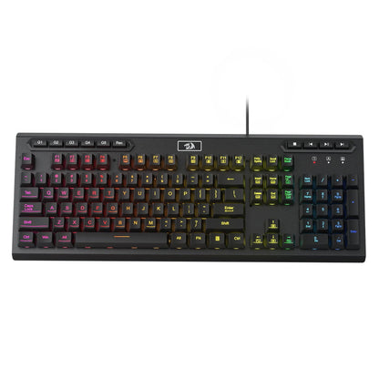 Redragon K513 Aditya RGB membrane gaming keyboard full-size with vibrant rainbow backlighting & dedicated macro keys on the left