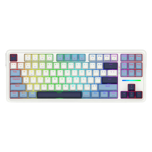 Colorful keyboard with gradient keycaps on a white background