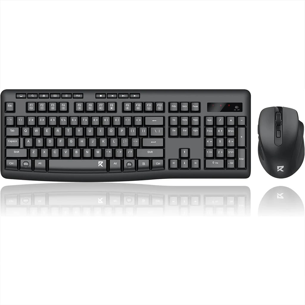 Redragon BS-7367B wireless office keyboard and mouse combo in white background