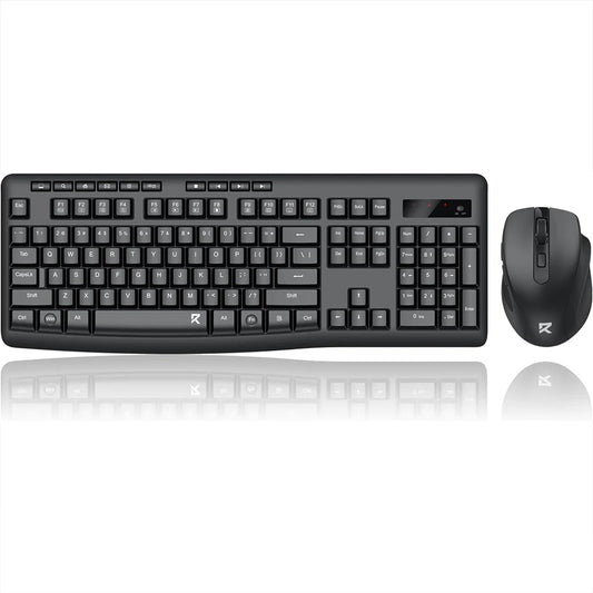 Redragon BS-7367B wireless office keyboard and mouse combo in white background