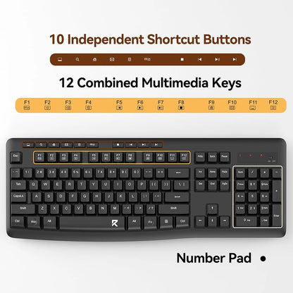 Redragon BS-7367B Wireless Keyboard and Mouse Office 2-in-1 Combo Redragon