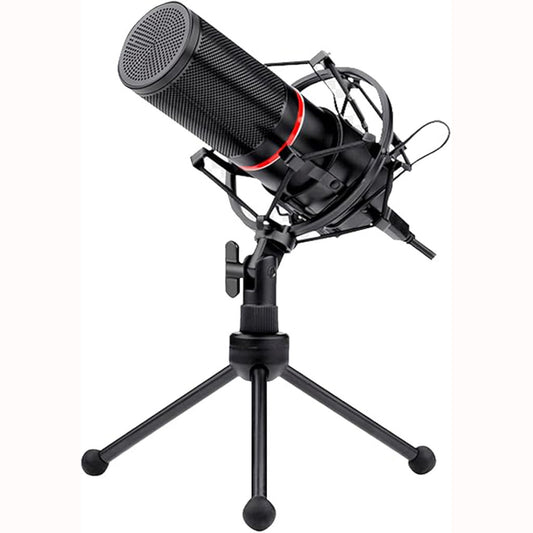 Redragon Blazar GM-300 Gaming Stream Microphone, ideal for streaming, podcasting, and gaming, shown on a stand