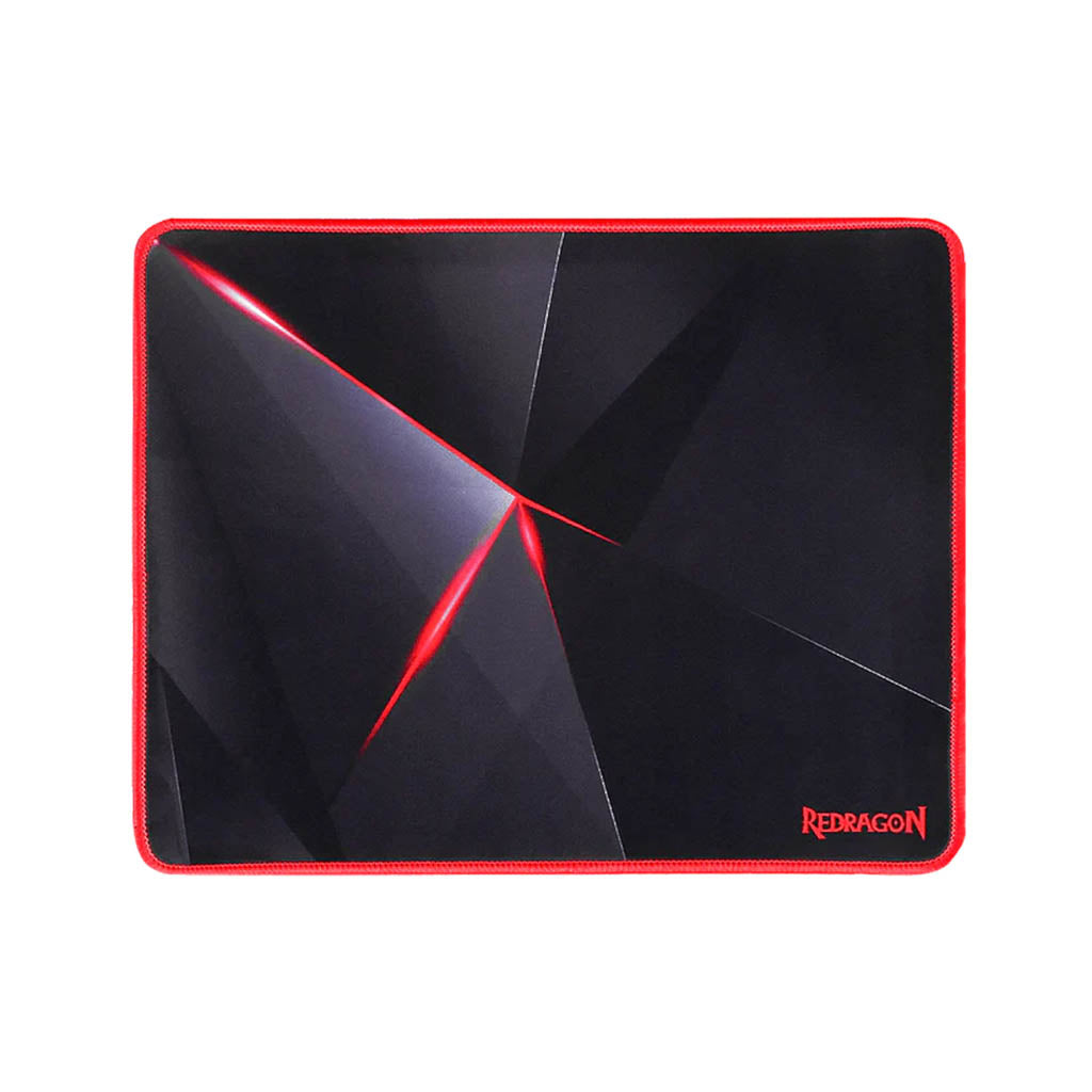 Black and red gaming mouse pad with Redragon logo on a white background