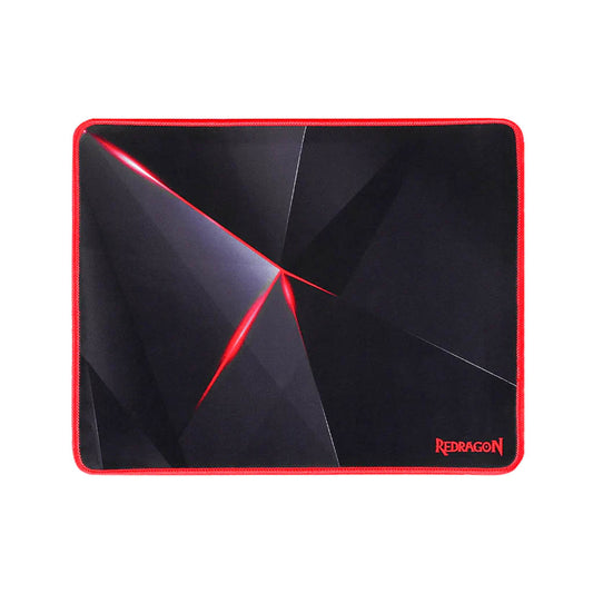 Black and red gaming mouse pad with Redragon logo on a white background