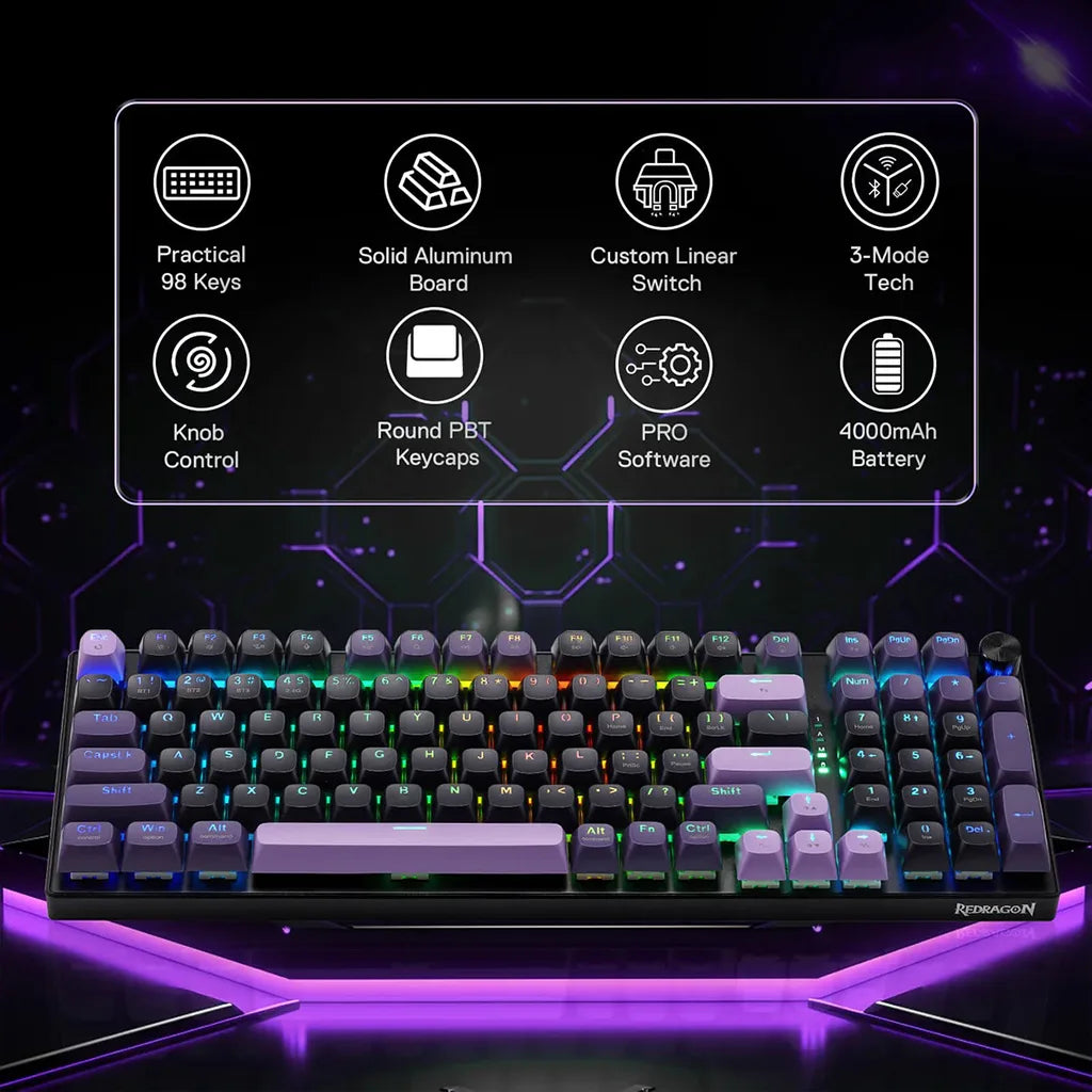 Redragon Dharma K740 PRO Tri-mode Mechanical Keyboard with Mambo Switches Redragon