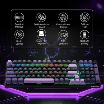 Redragon Dharma K740 PRO Tri-mode Mechanical Keyboard with Mambo Switches Redragon