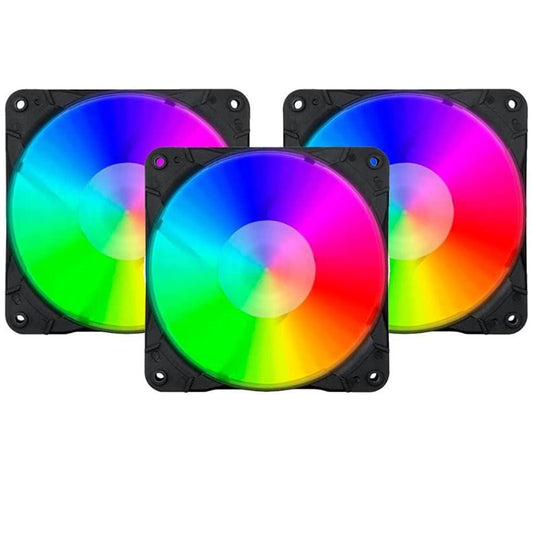 Redragon GC F007 computer case in pack of 3 with vibrant LED lights in rainbow colors, creating a dynamic &
 energetic visual