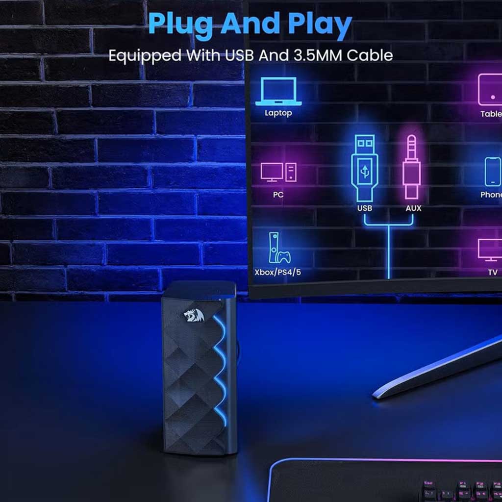 Redragon GS522 RGB Immersive Sound USB Gaming Speakers Redragon