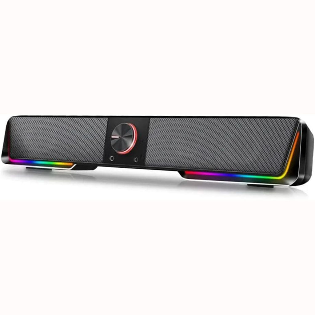 Sleek Redragon GS570 Darknets Black RGB Gaming Soundbar with integrated RGB lighting, perfect for any desk setup