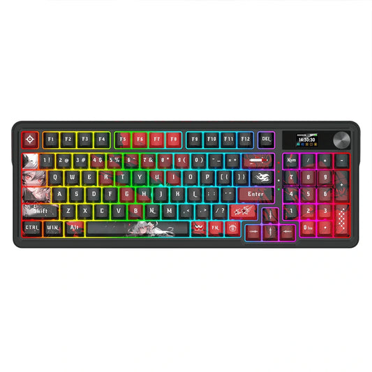 Colorful keyboard with RGB lighting on a white background