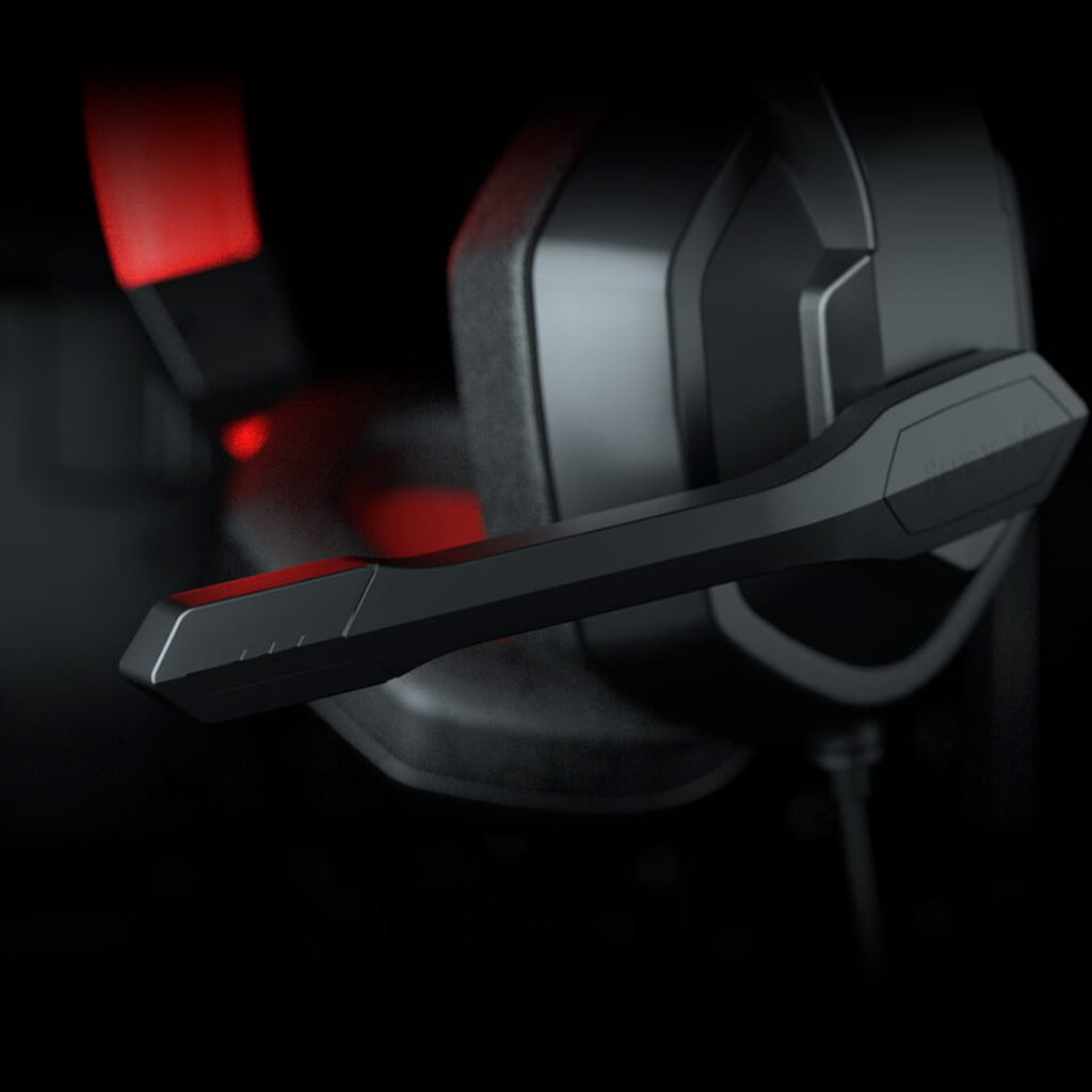 Close-up of the Redragon H120 Ares gaming headset microphone