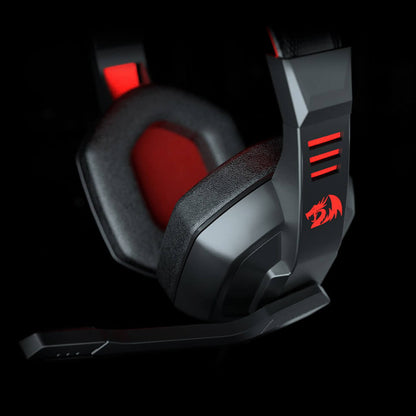 Redragon H120 Ares gaming headset from above, showing earcup cushioning and headband