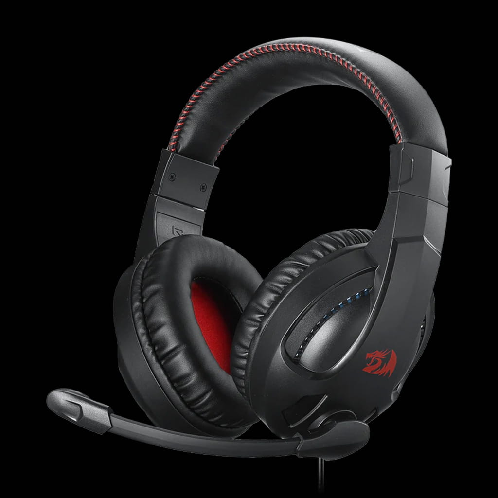 Redragon H211 Cronus black RGB gaming headset with earcups and microphone from the front
