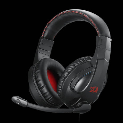 Redragon H211 Cronus black RGB gaming headset with earcups and microphone from the front