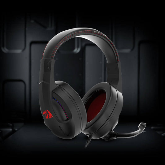 Redragon H211 Cronus black gaming headset from the left side, showing earcup and headband
