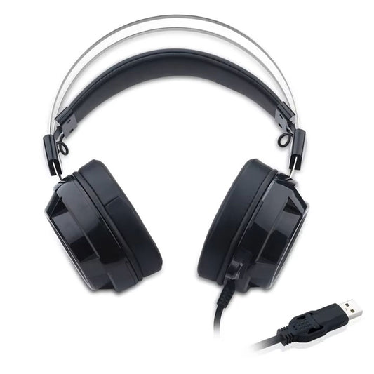 Redragon H301 Siren Black Gaming Headset featuring large earcups, a dual-band metal headband, and a visible USB connector