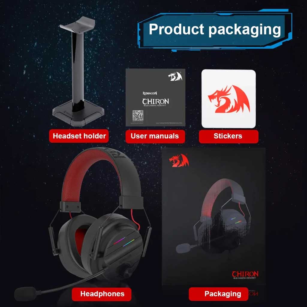 Redragon H380 Chiron Black RGB 7.1 Surround Sound Headset Redragon