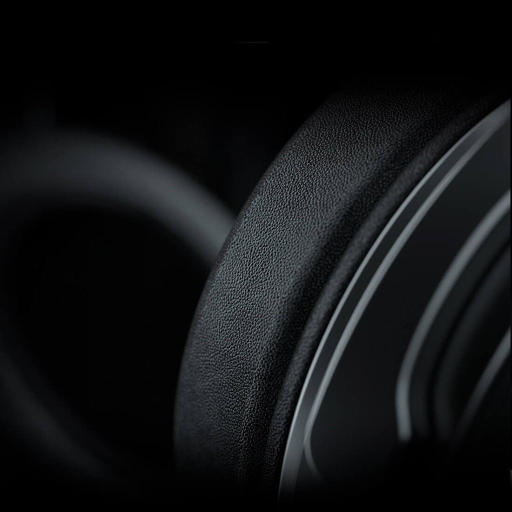 Close-up of the earcup cushioning texture on the Redragon H818 Pelops gaming headset
