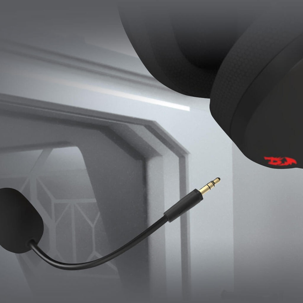 Close-up of Redragon H848 black wireless headset  detachable microphone with 3.5mm jack