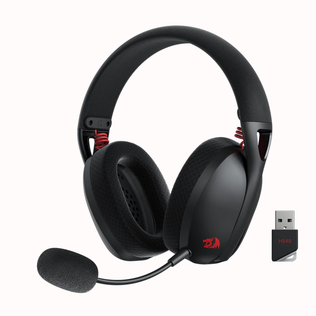 Redragon H848 Pro Black Wireless Gaming Headset with detachable microphone and USB dongle